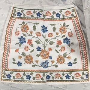 Mi Ami Floral Embroidered Skirt - White, Blue, Orange